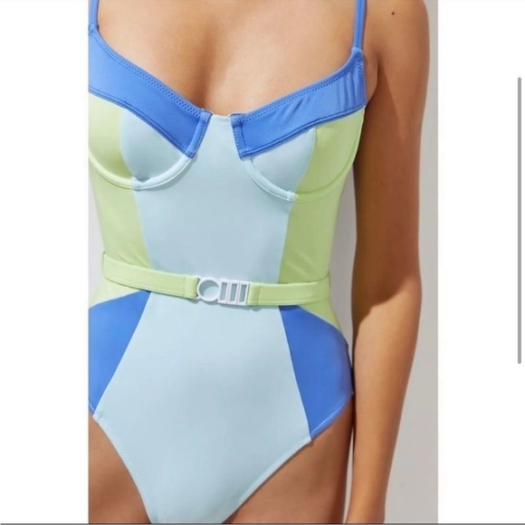 Solid and Striped The Spencer Size Large Blue Green White Anthropologie - Picture 2 of 13